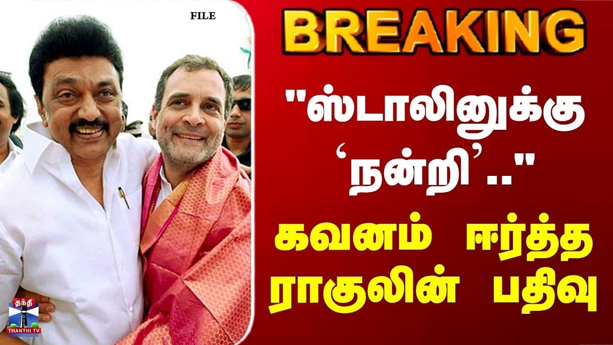 MK ஸ்டாலினுக்கு ராகுல்காந்தி பதில்'